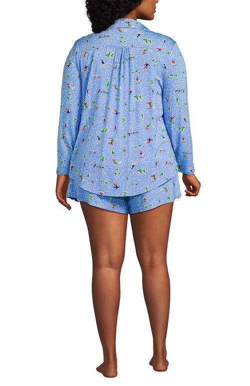 Lands' End Cooling 3 Piece Pajama Set In Blue