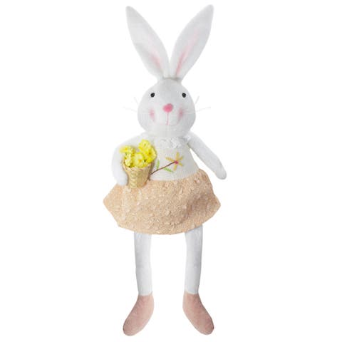 Girl Bunny Rabbit Easter and Spring Figure - 24" - White and Pink