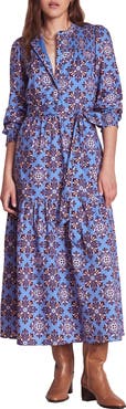 Boden Floral Print Smock Yoke Maxi Dress