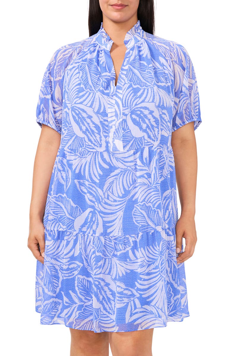 CeCe Leaf Print Babydoll Dress, Alternate, color, 