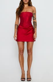 Princess Polly Jenevieve Strapless Drape Satin Minidress