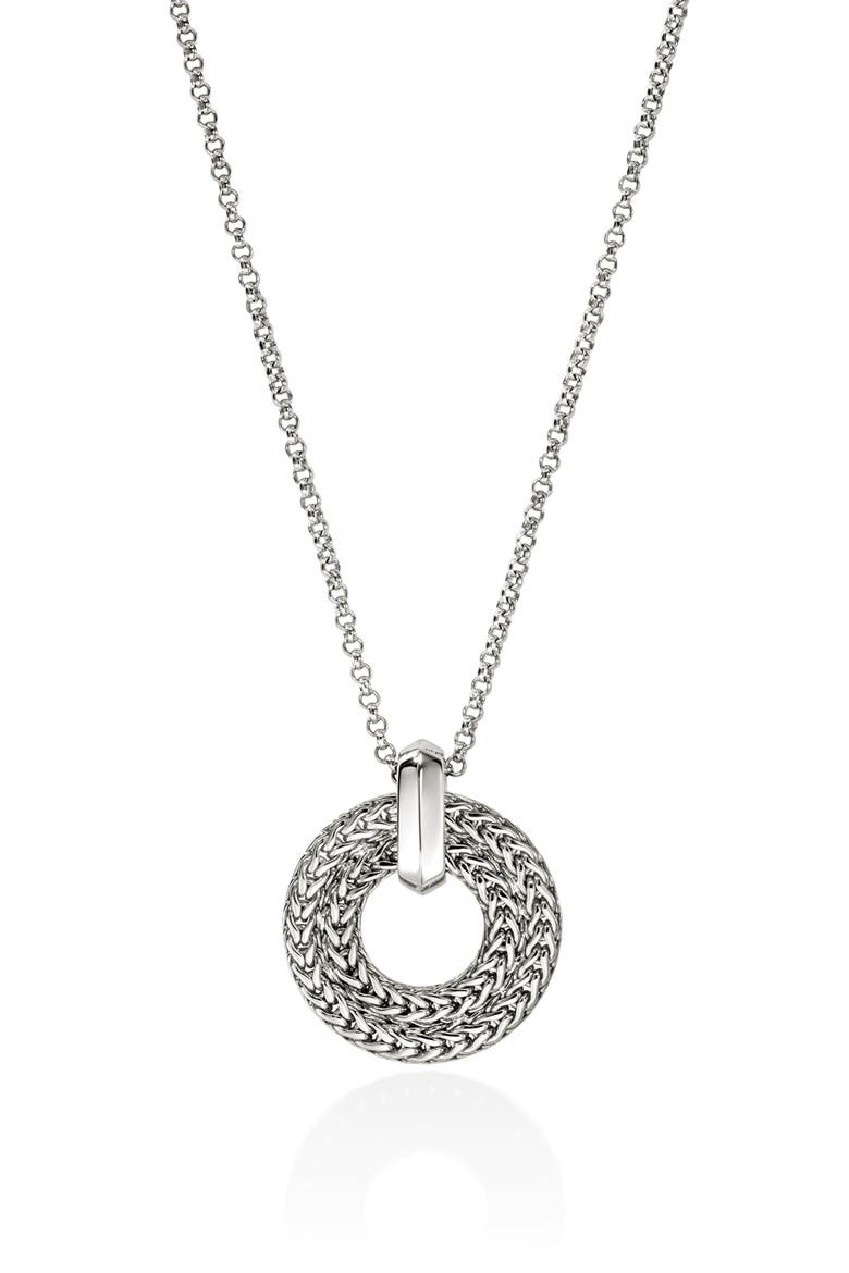 Icon Link Pavé Diamond Pendant Necklace, Alternate, color, SILVER