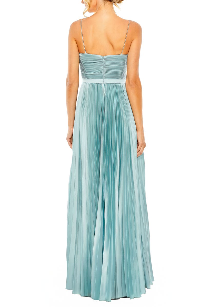 Mac Duggal Pleated Satin Charmeuse Dress with Surplice Neckline, Alternate, color, French Blue