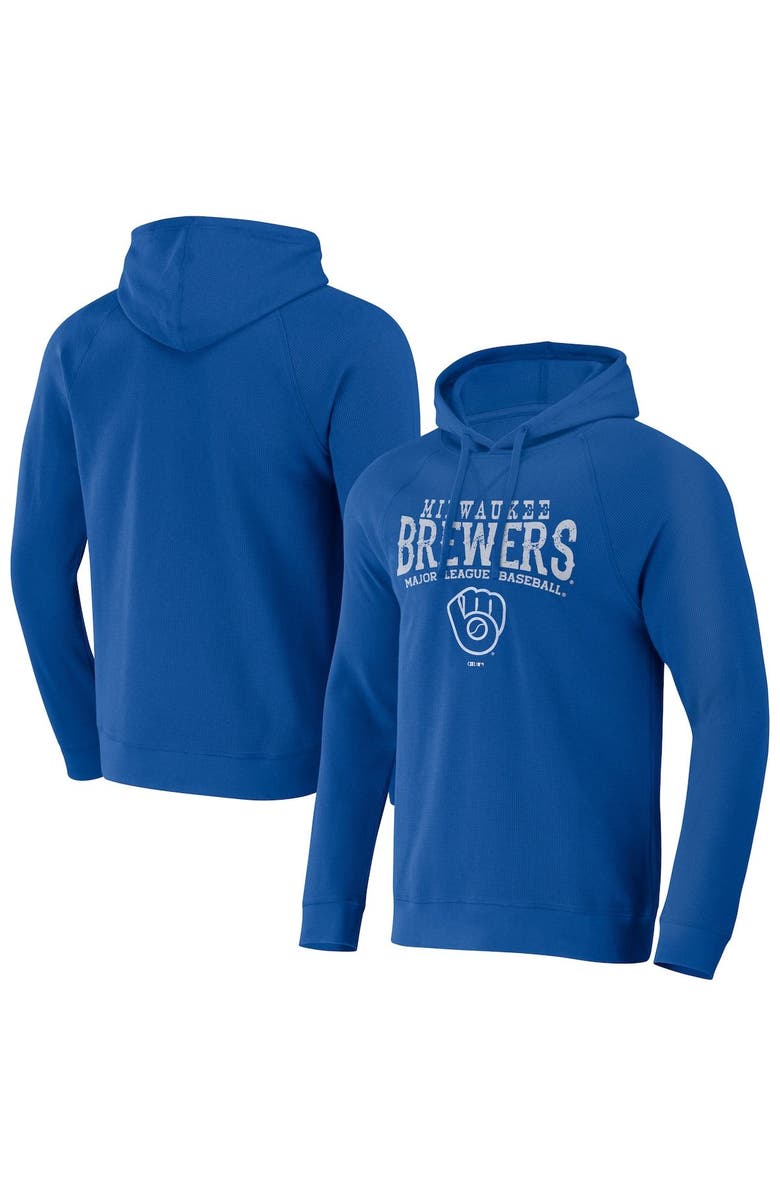 Darius Rucker Collection by Fanatics Men's Darius Rucker Collection by Fanatics  Royal Milwaukee Brewers Waffle-Knit Raglan Pullover Hoodie, Main, color, 