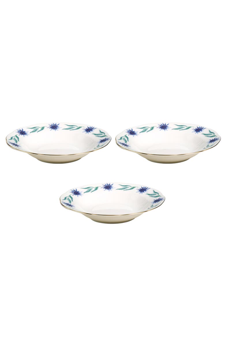 Emet Gold Rim Porcelain Deep Plate 9" Set of 3, Main, color, White