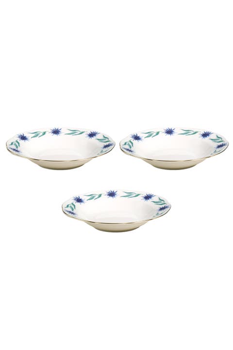 Emet Gold Rim Porcelain Deep Plate 9" Set of 3