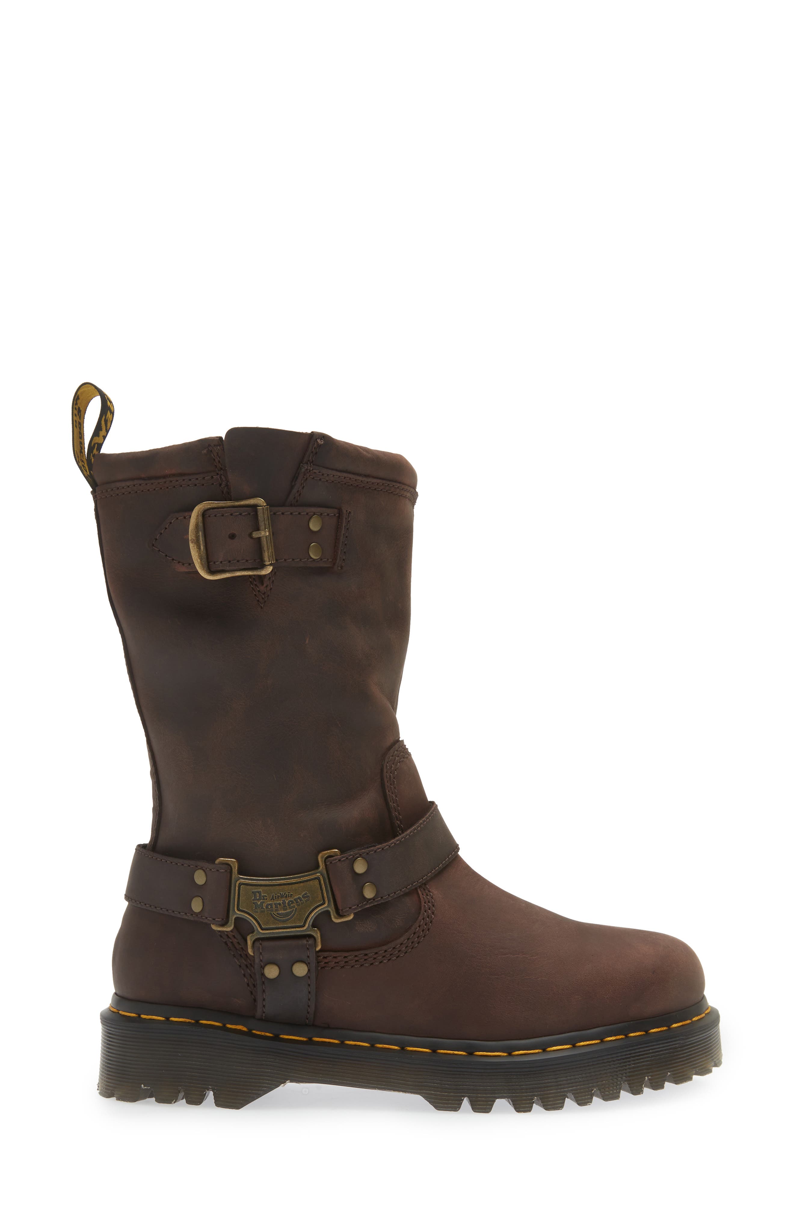 Dr. Martens Anistone Harness Boot, Alternate, color, Dark Brown