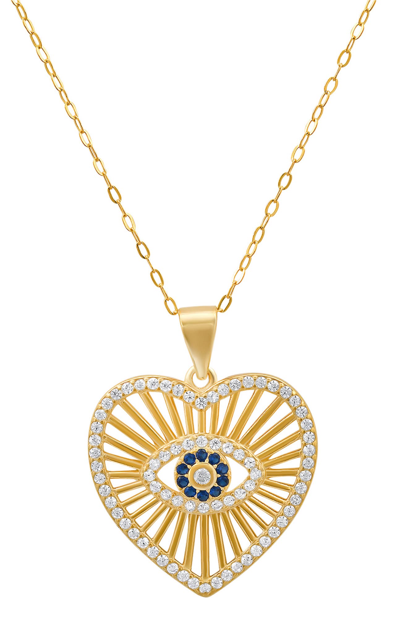 Queen Jewels Evil Eye Heart Pendant Necklace