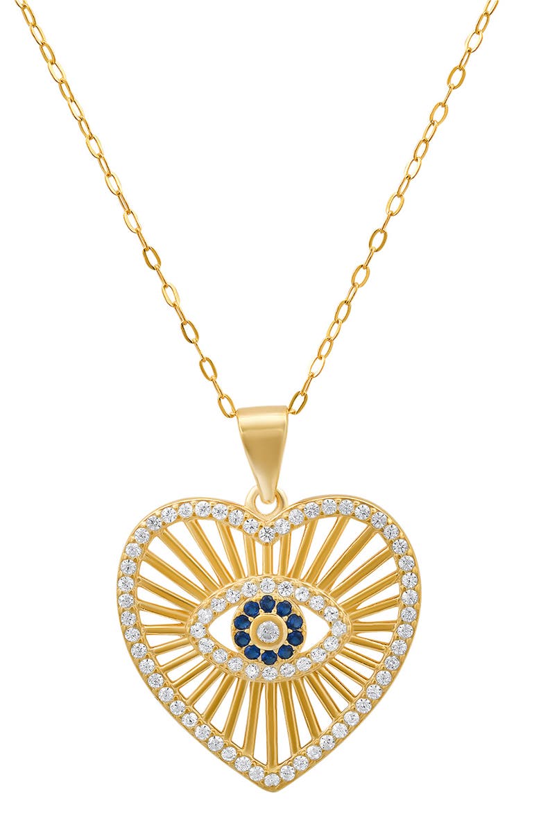Queen Jewels Evil Eye Heart Pendant Necklace, Main, color, Gold
