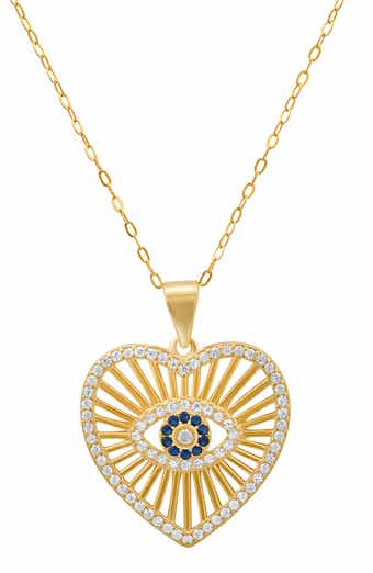 Queen Jewels Evil Eye Heart Pendant Necklace