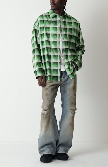 【Acne Studios】 Penicillin distressed wide-leg jeans Penicillin distressed mid-rise wide-leg jeans in blue - Acne