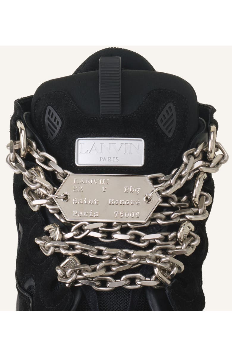 Lanvin Curb Sneakers Id Chain In Suede, Alternate, color, Black/Silver