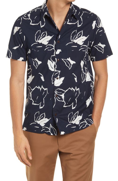 Ted Baker London Ashby Floral Short Sleeve Button-Up Shirt in Navy  product