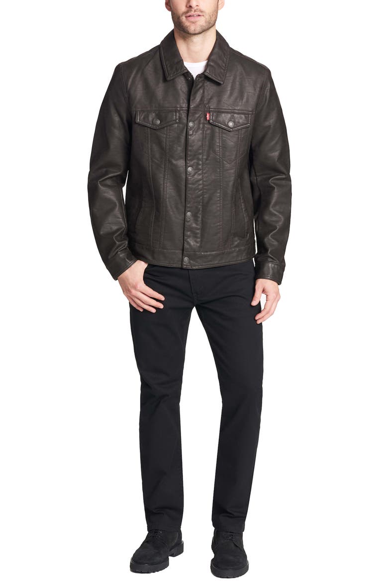 Faux Leather Trucker Jacket (Men) | Nordstrom