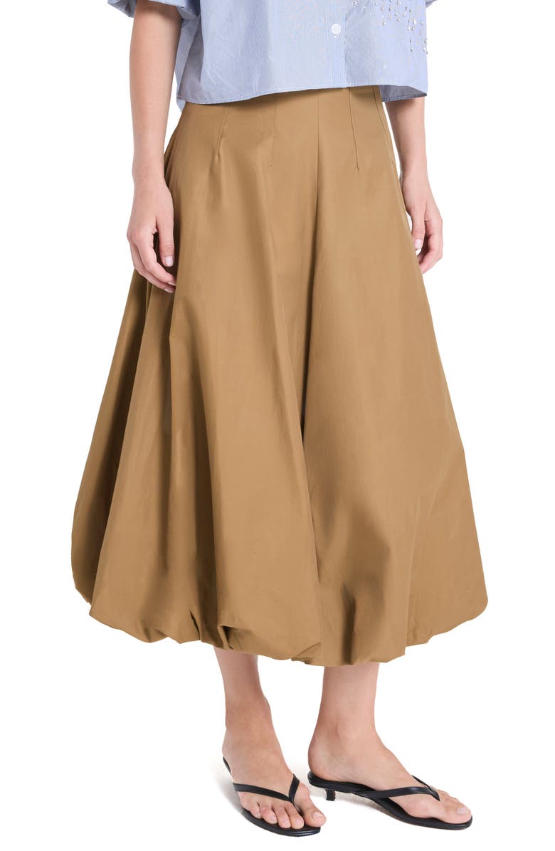 TWP Full Intentions Bubble Hem Midi Skirt, Alternate, color, British Khaki