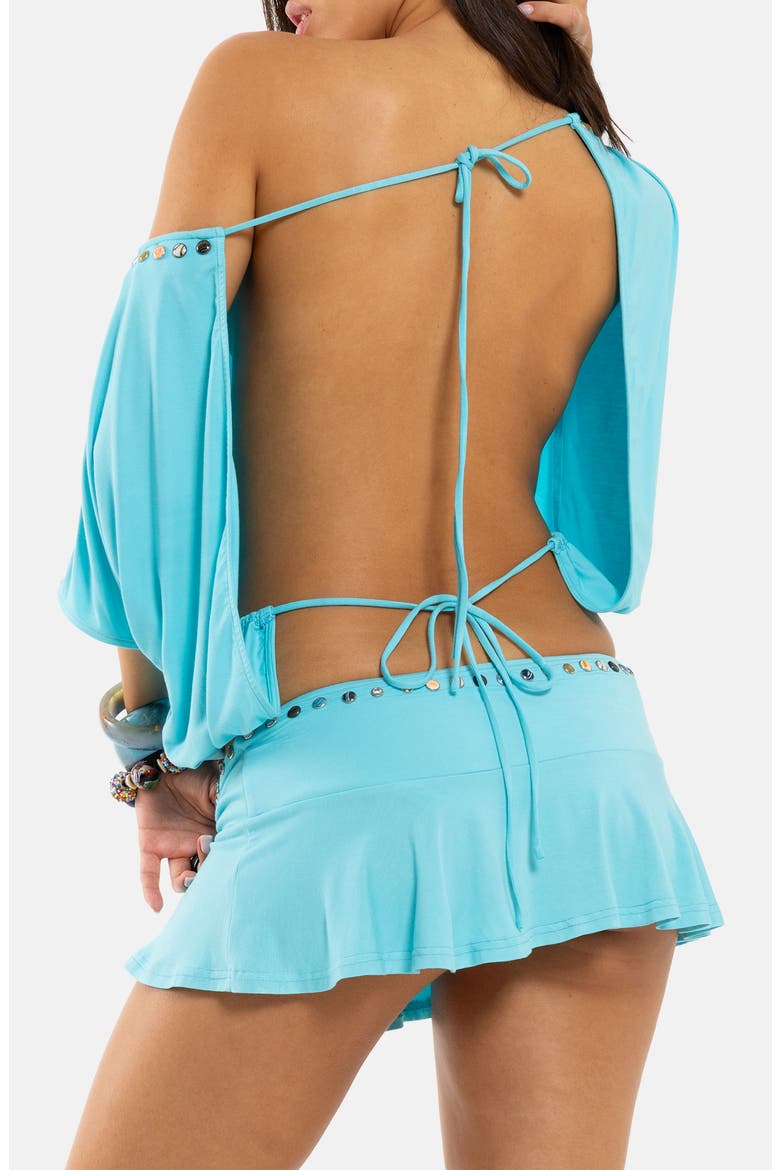 Studded Open Back Top, Alternate, color, TURQUOISE