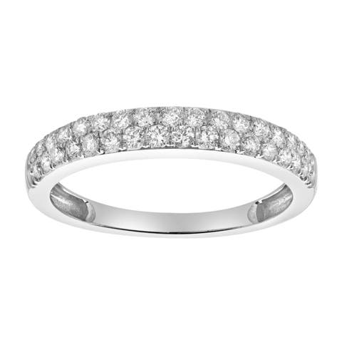 Whisper 14K Gold Round Diamond Studded Eternity Band Ring - 0.21cts