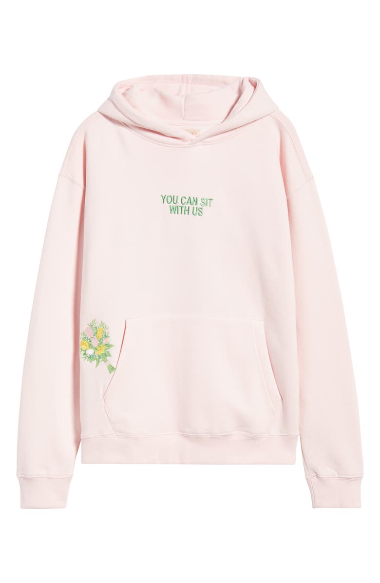 HAPPY CAMP3R Sit with Us Embroidered Graphic Hoodie, Alternate, color, Blush Pink