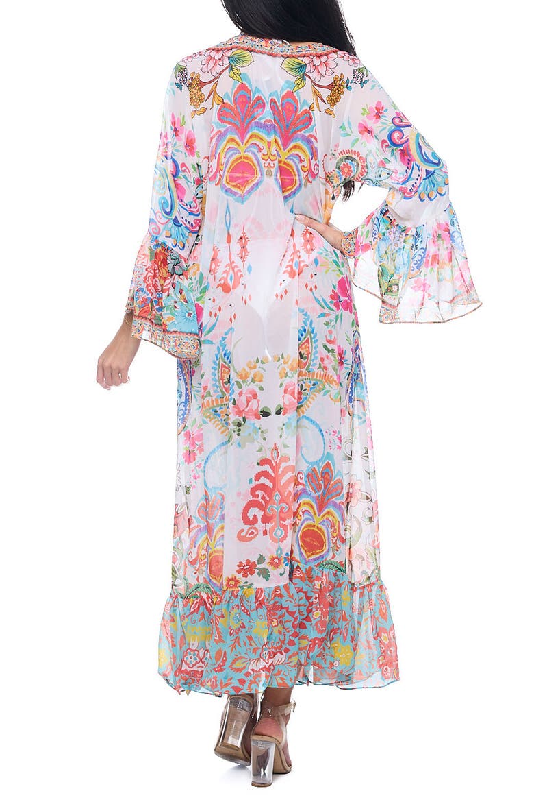 Ruffle Sleeve Cover-Up Duster, Alternate, color, WHITE