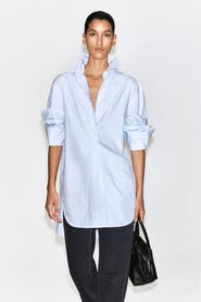 COS Cutaway-Collar Striped Cotton-Blend Shirt