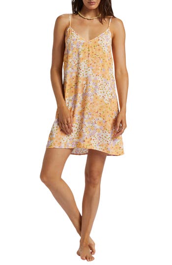 Billabong 90's Babe Mini Slip Dress In Peach Whip