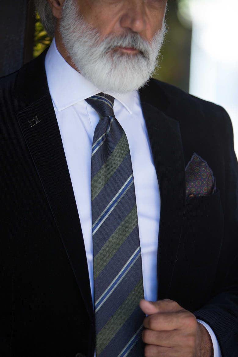 Flaminia - Silk Jacquard Tie for Men, Alternate, color, Navy and Olive
