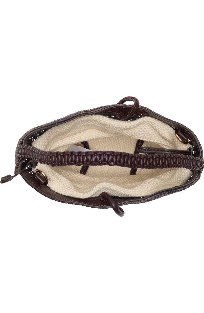 Sam Edelman Marcie Open Weave Small Bucket Crossbody Bag, Alternate, color, Dark Brown