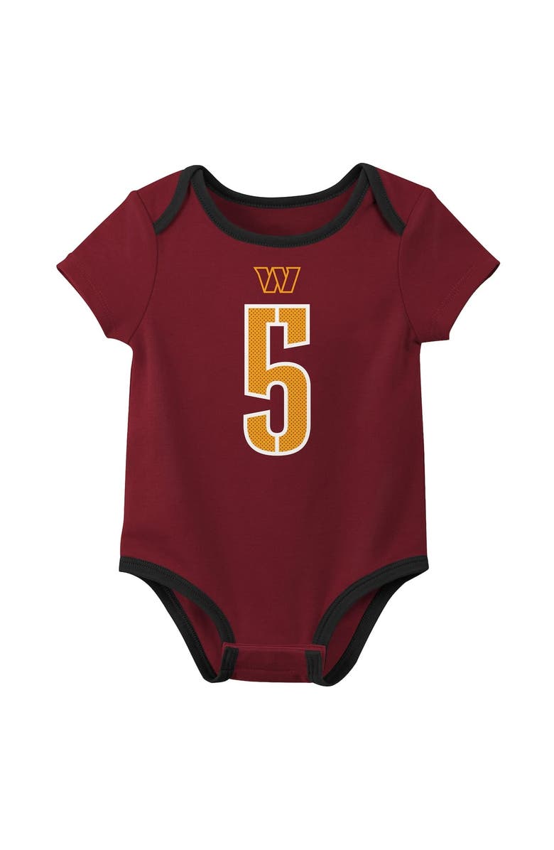 Nike Newborn & Infant Nike Jayden Daniels Washington Commanders Name & Number 3-Pack Bodysuit Set, Alternate, color, Burgundy