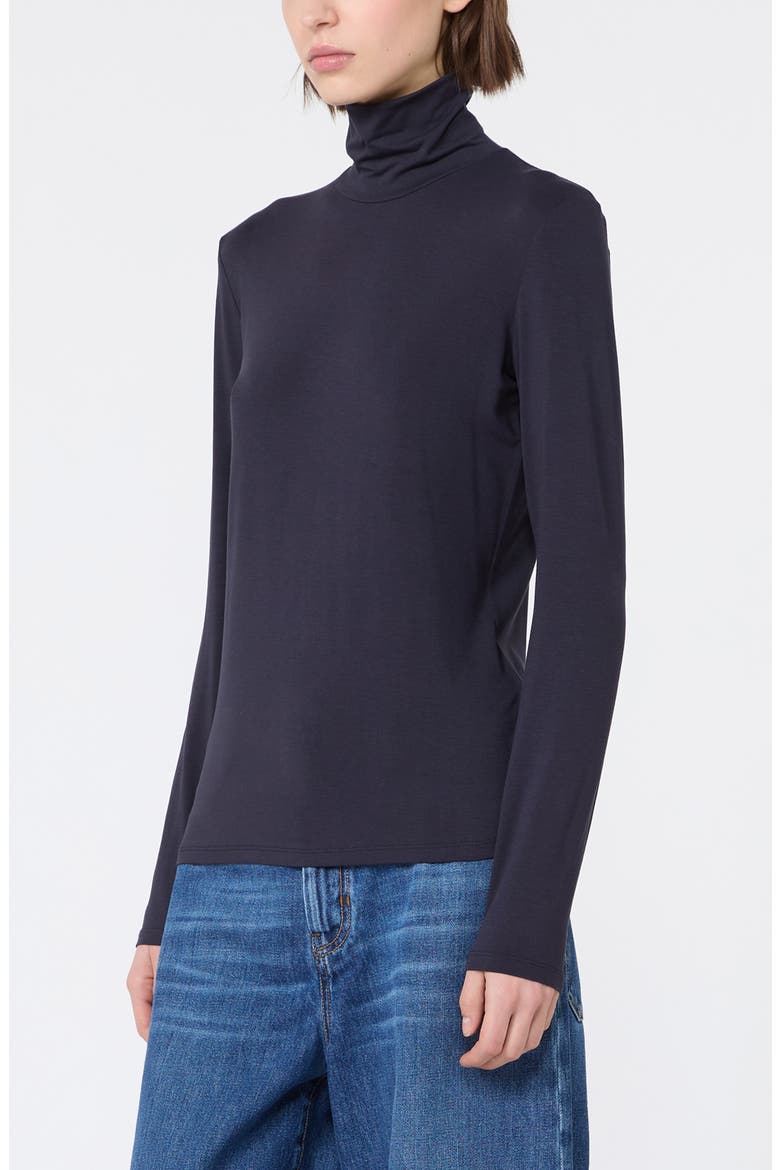 Turtleneck Jersey Top, Alternate, color, NAVY