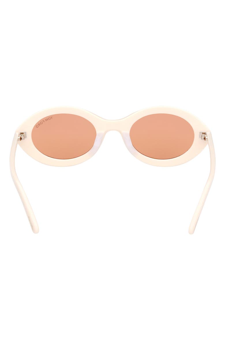 TOM FORD 51mm Oval Sunglasses, Alternate, color, Ivory / Brown