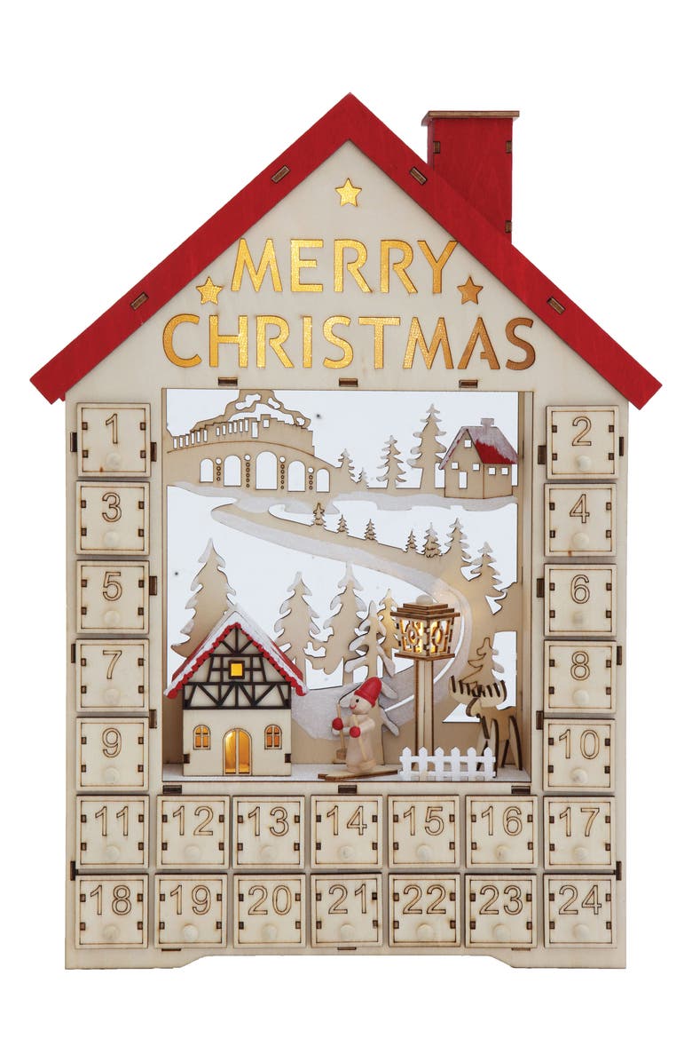 Creative Co-Op Wooden House Advent Calendar, Main, color,