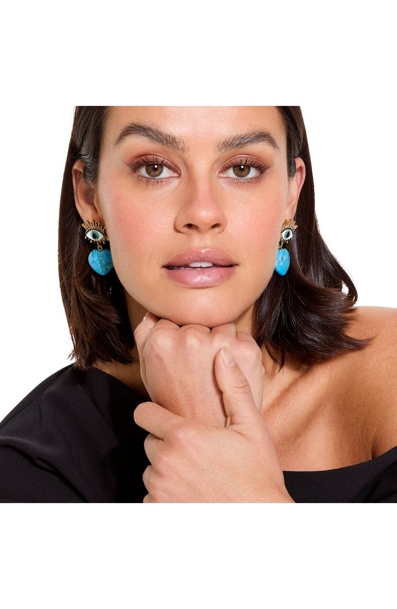 Kurt Geiger London Evil Eye & Heart Drop Earrings, Alternate, color,