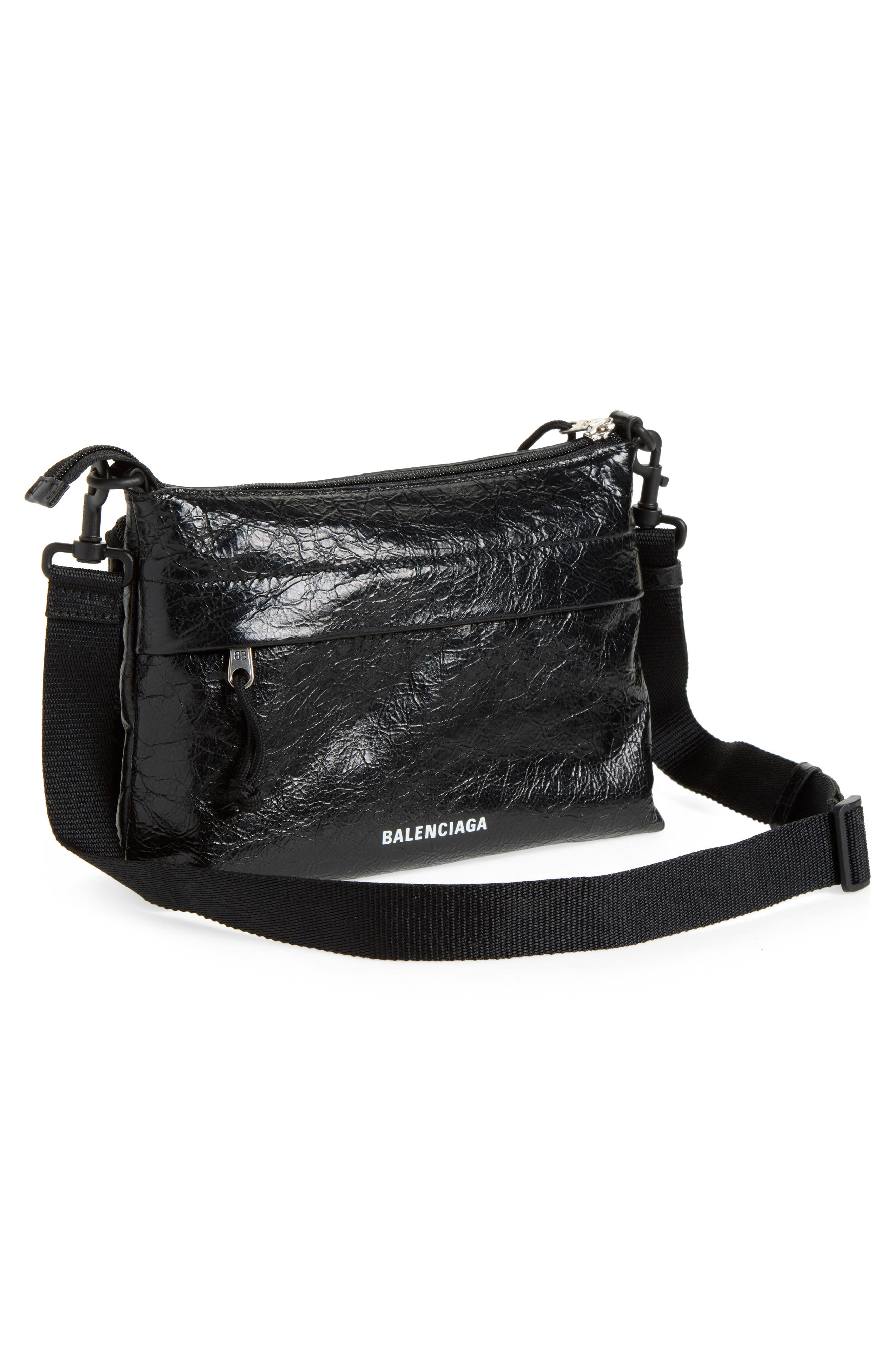 Explorer Double Pouch Lambskin Messenger Bag, Alternate, color, 1000 BLACK
