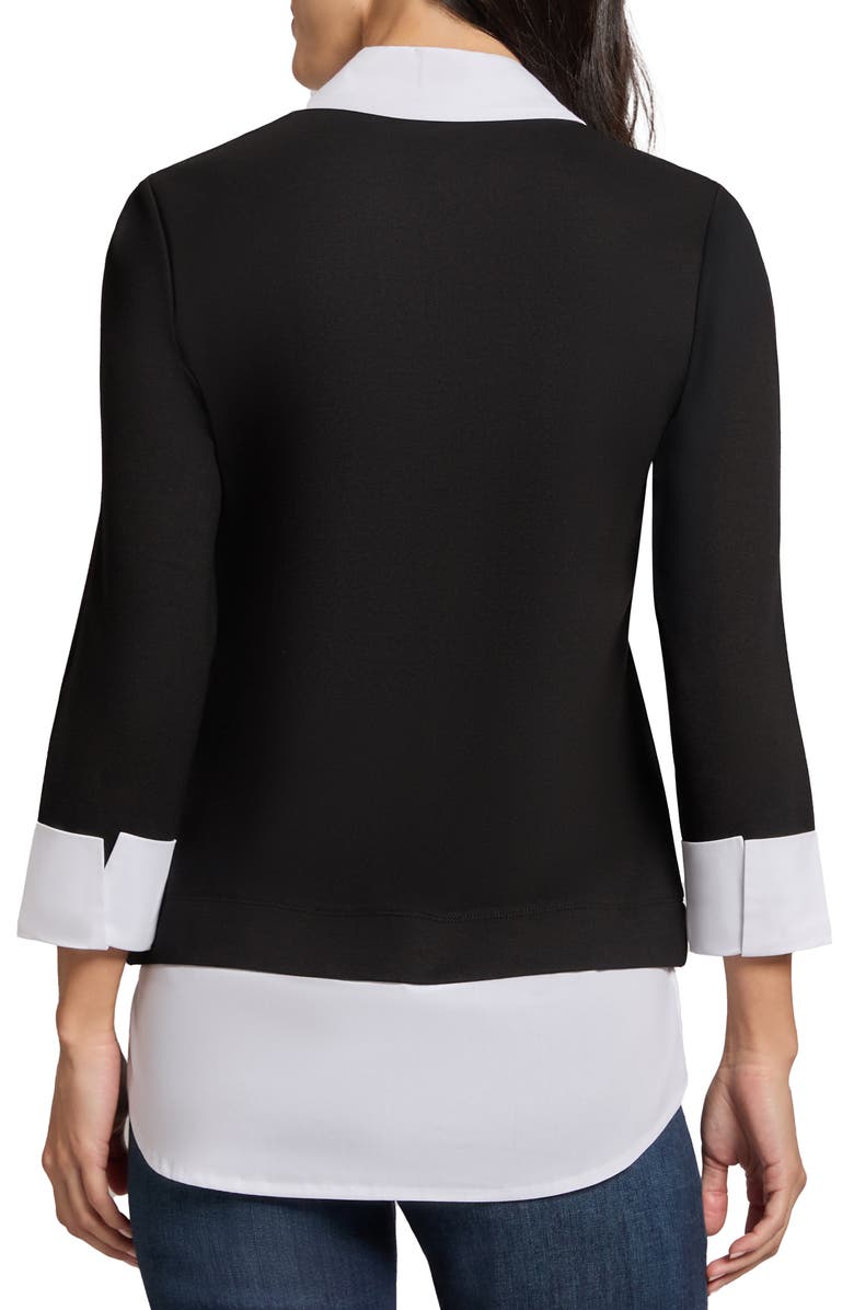 Jones New York Serenity Poplin Trim Knit Top, Alternate, color,