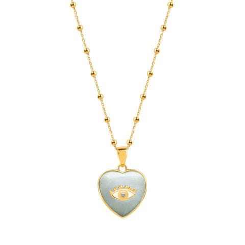 Serene Love - Jade Heart Diamond Evil Eye Necklace