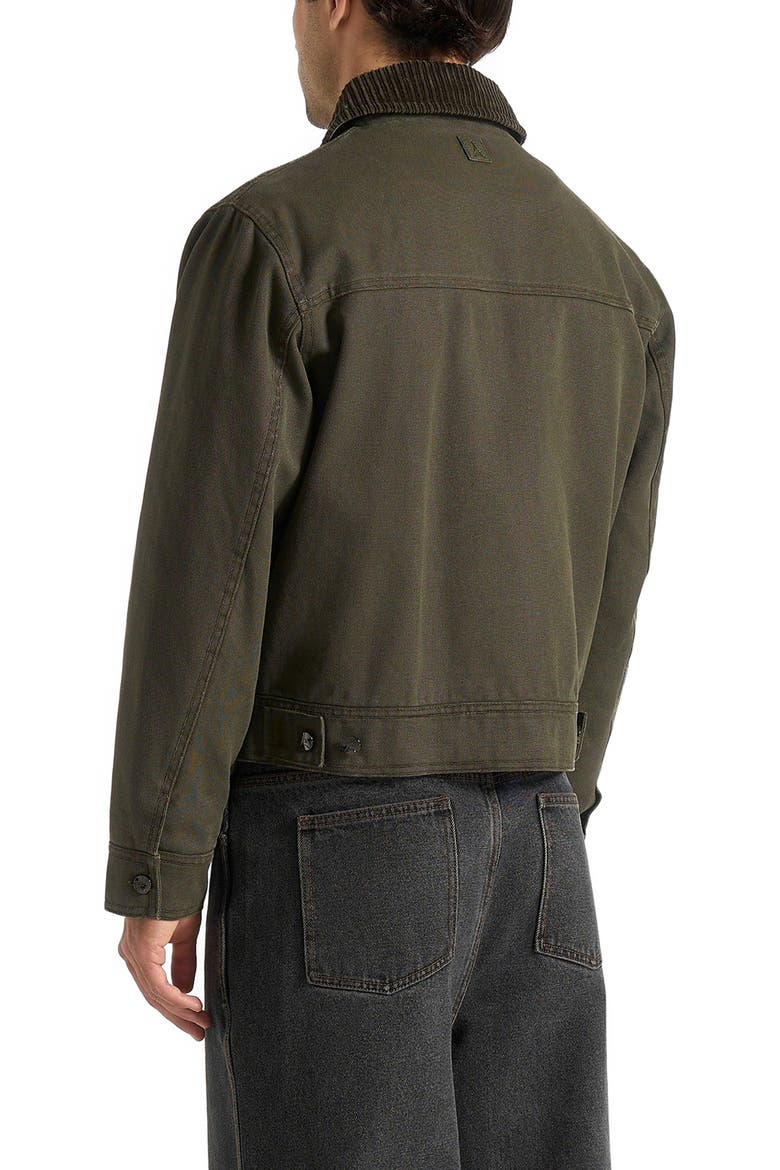 Nino Clasp Detail Contrast Stitch Gabardine Jacket, Alternate, color, Dark Green