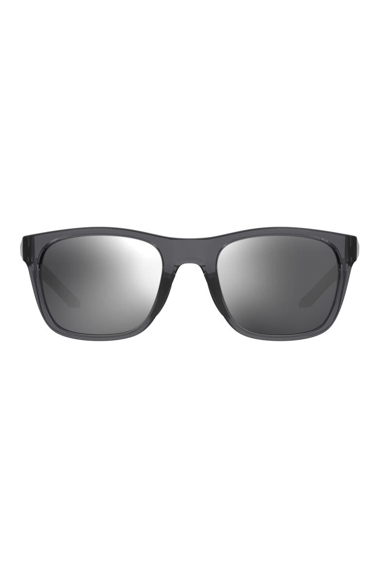 55mm Gradient Polarized Rectangular Sunglasses, Main, color, GREY
