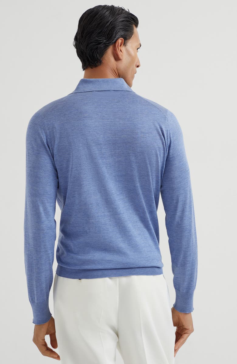 Brunello Cucinelli Lightweight knit Polo, Alternate, color, Denim