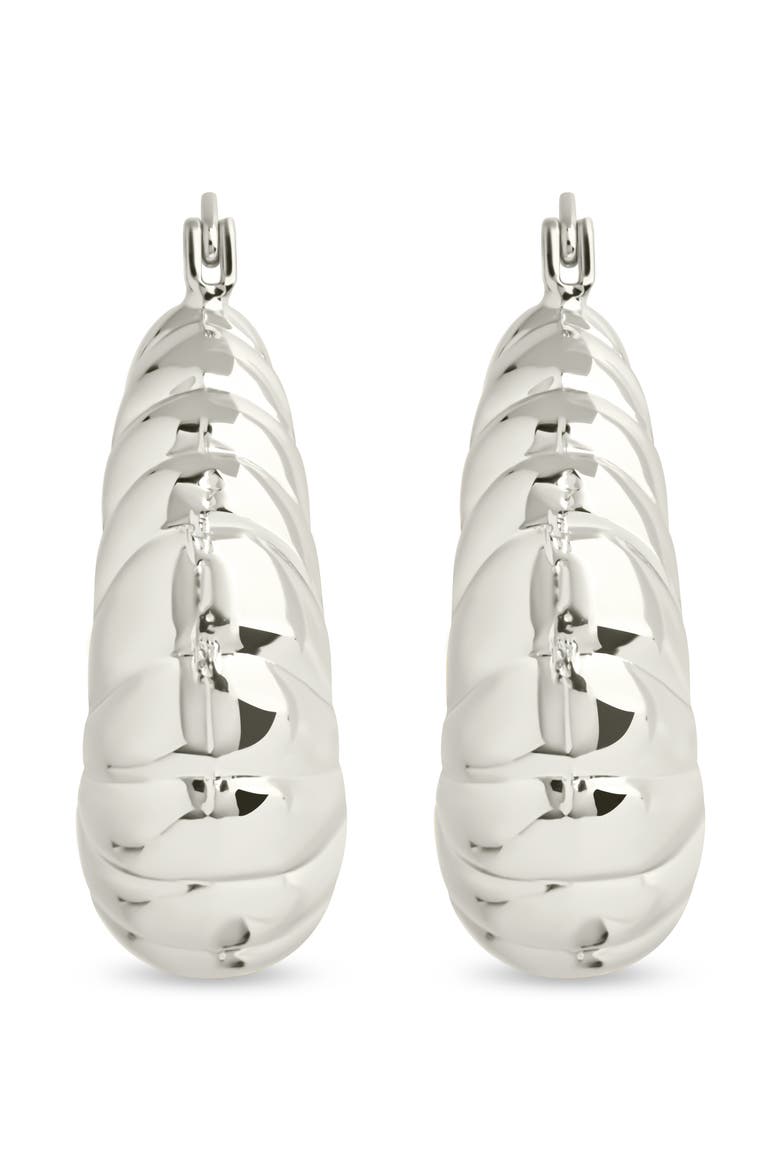 Caroline Textured Hoop Earrings, Alternate, color, SILVER