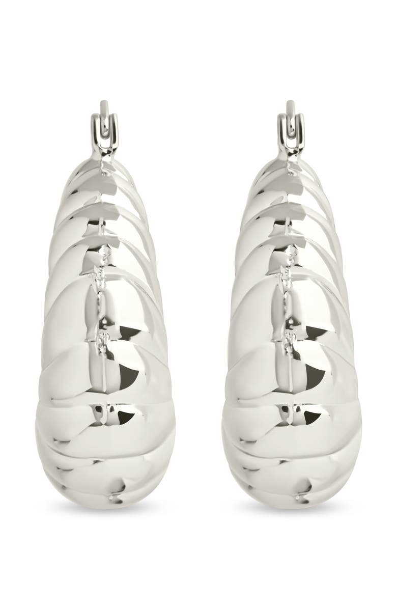 Sterling Forever Caroline Textured Hoop Earrings, Alternate, color, Silver