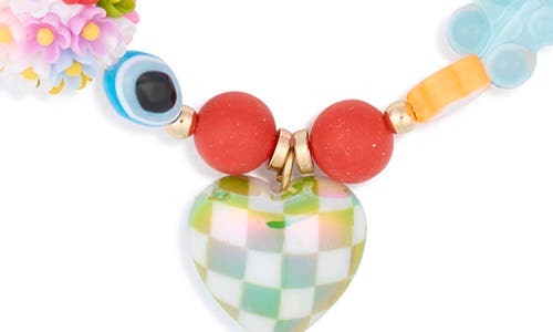 Leith Charm Beaded Phone Strap In Pink Multi- Gold