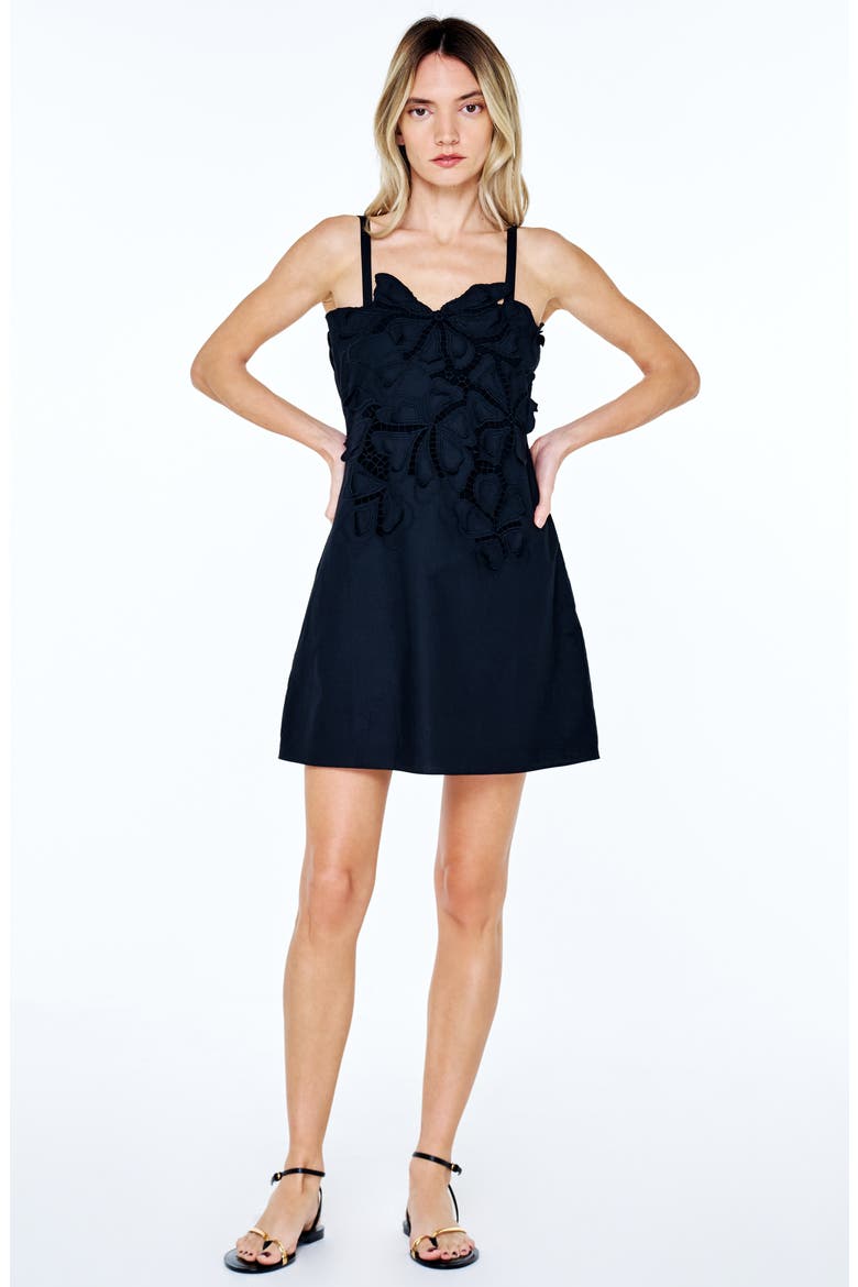 Lucielle Eyelet Minidress, Alternate, color, BLACK