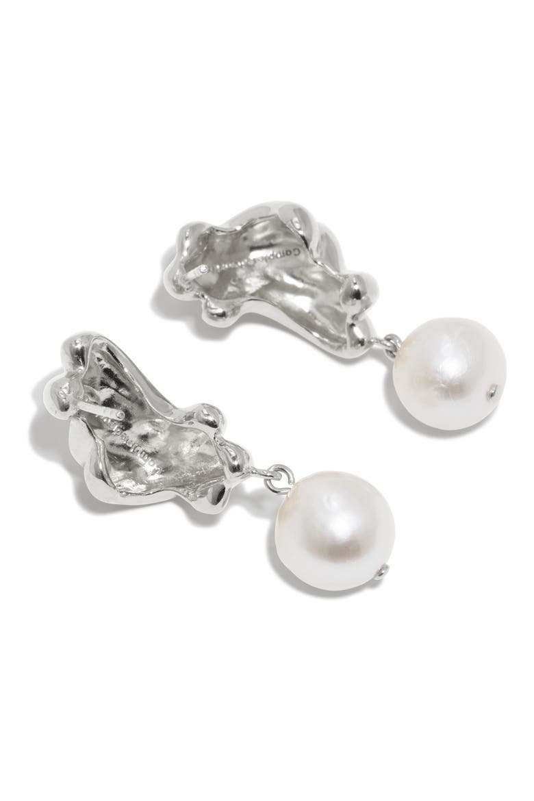 Freshwater Pearl Drop Earrings, Alternate, color, SILVER PLATED