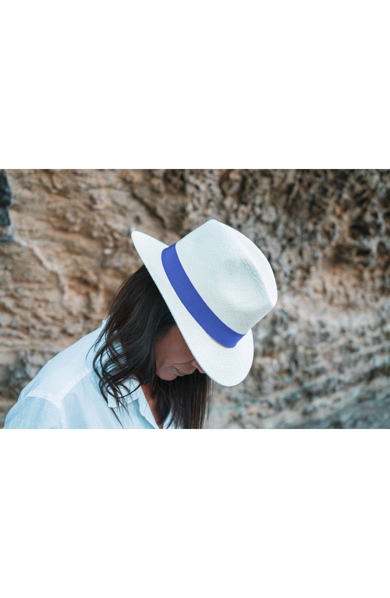 Lastelier Panama blue straw hat, Alternate, color, Blue