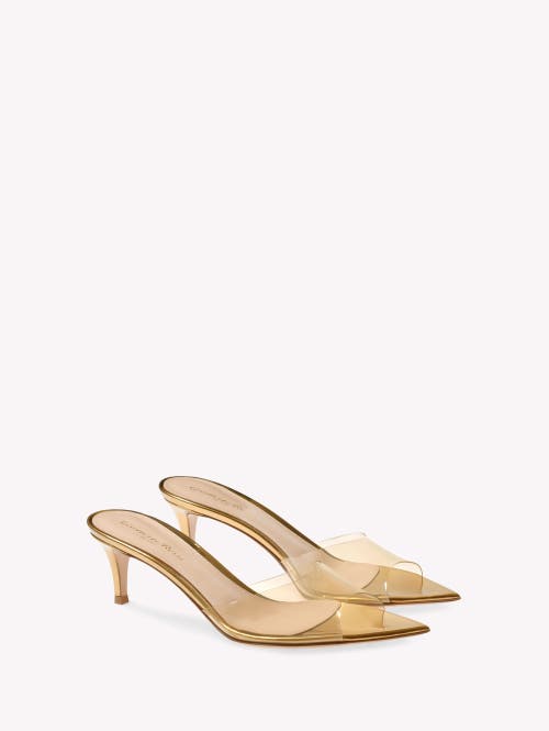 Gianvito Rossi Elle 55 Mules In Metallic Gold Plastic