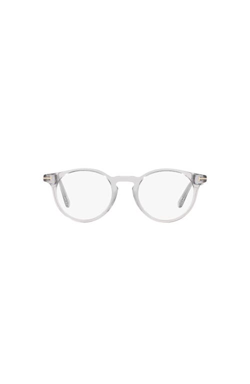 Tom Ford 48mm Round Optical Glasses In Metallic