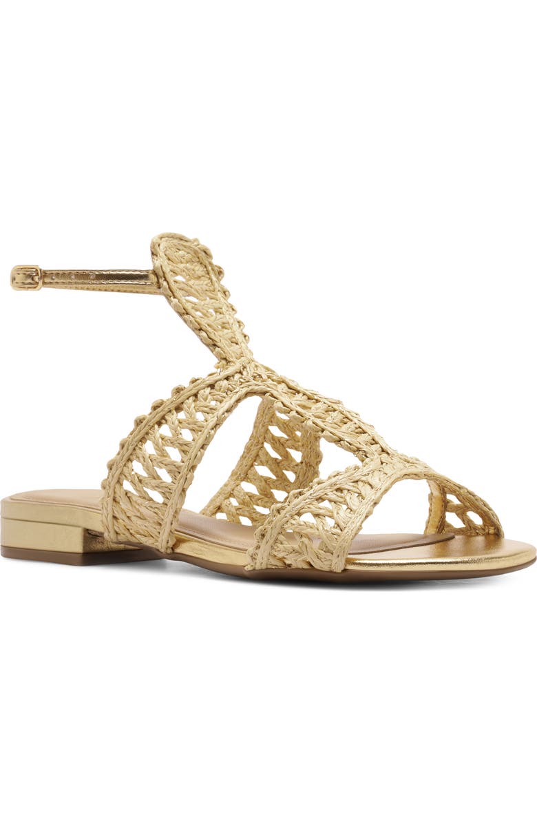 Arezzo Ciara Ankle Strap Sandal, Main, color, Natural Gold