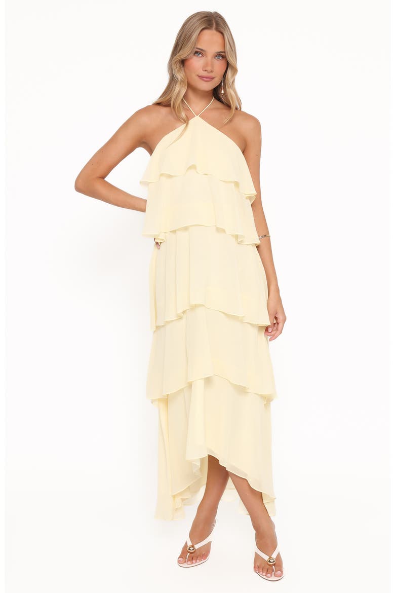 Jonia Halterneck High-Low Maxi Dress, Alternate, color, BUTTER YELLOW