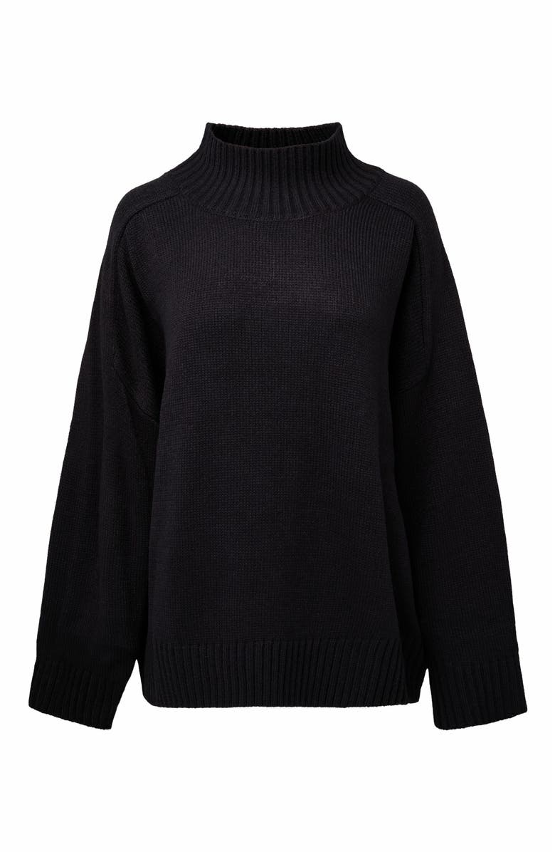 WeWoreWhat Oversized Funnel Neck Sweater, Main, color, Navy