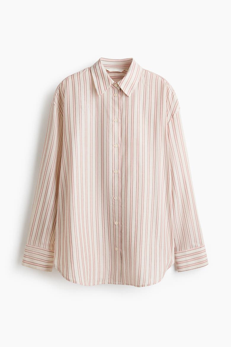 Oversized Lyocell-blend Shirt, Alternate, color, Light pink/striped